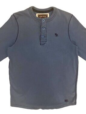 Vintage Men's EZRA FITCH Long Sleeve Henley Blue Cotton Top Sz M